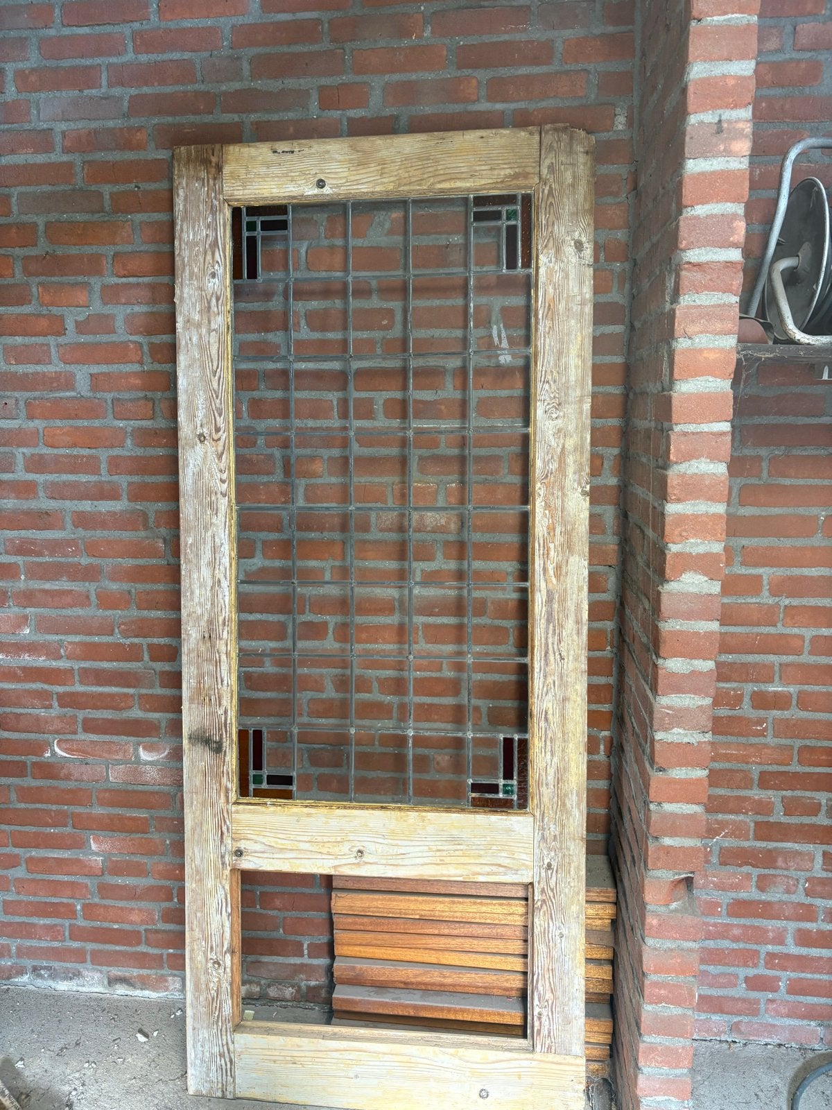 Glas in lood paneel of deur, Gebruikt, 80 tot 100 cm, 215 cm of meer, Binnendeur