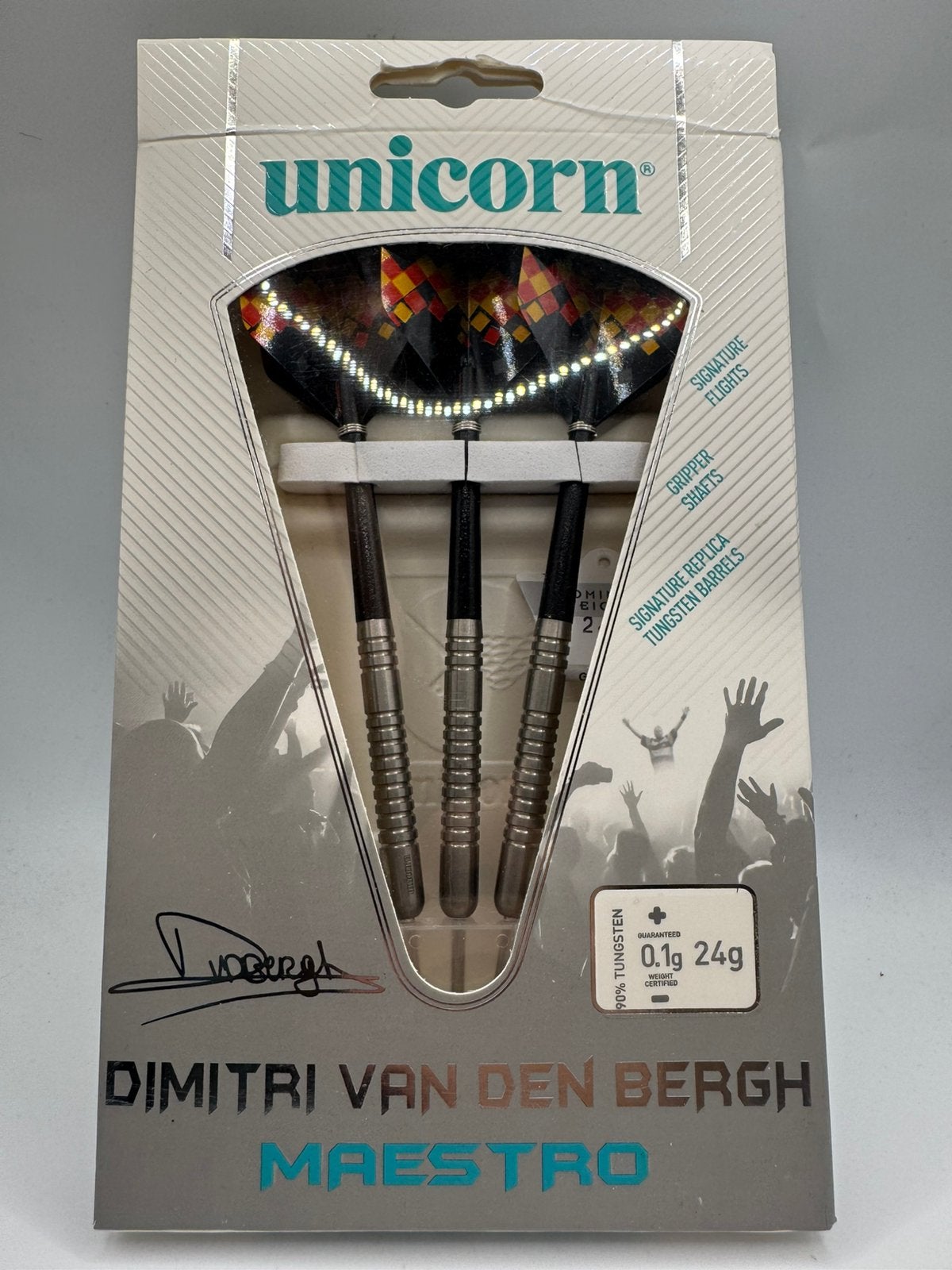Unicorn Maestro Dimitri van den Bergh 24 Gram Dartpijlen, Ophalen of Verzenden, Zo goed als nieuw, Nvt, Pijlen