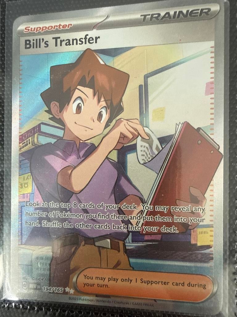 Pokémon TCG: Bill's Transfer Trainer Kaart (194/165), Ophalen of Verzenden, Zo goed als nieuw, Losse kaart, Foil