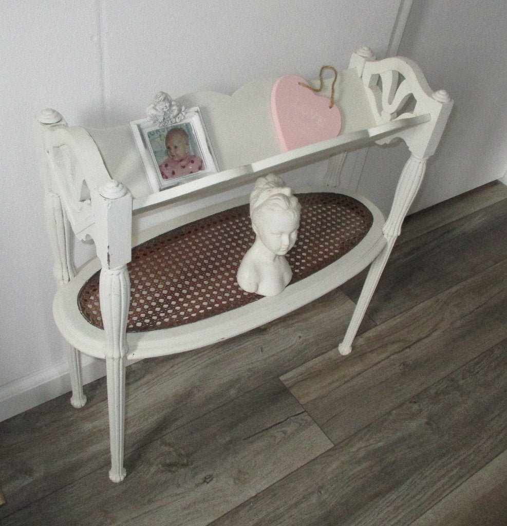 brocante vintage site table met webbing, Ophalen