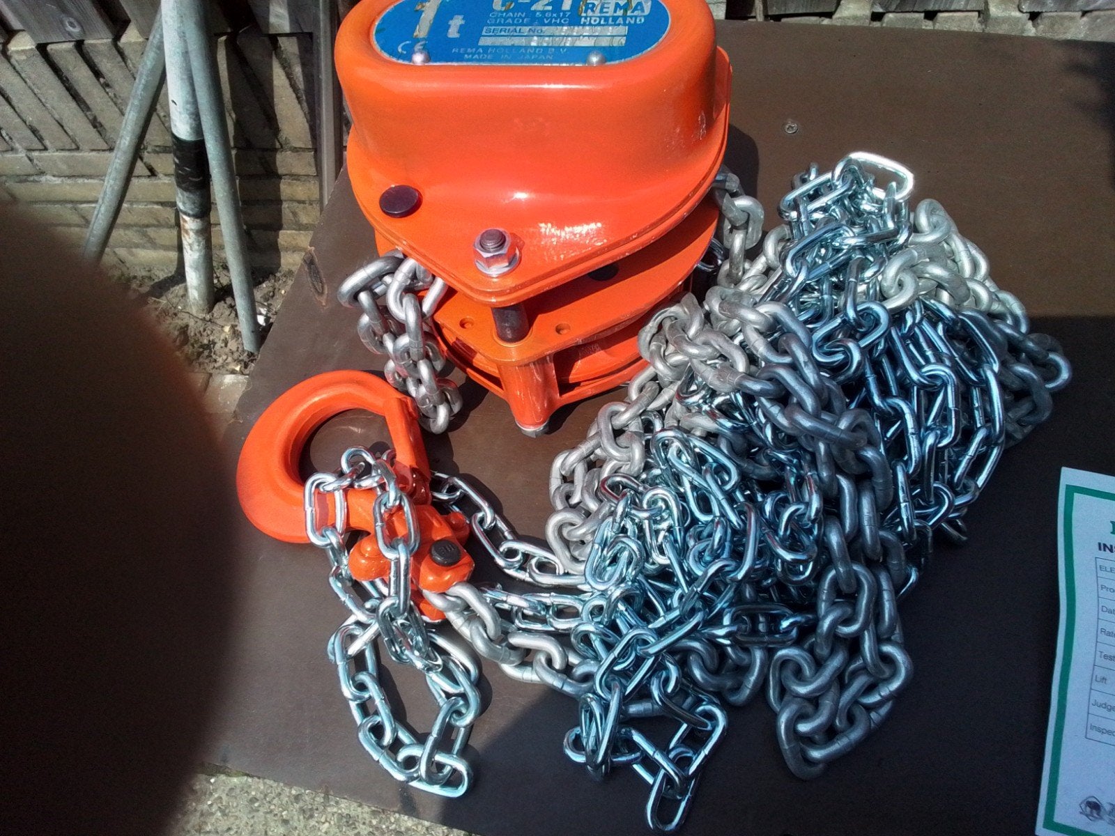 REMA C-21 Handkettingtakel 1 ton, 3 meter hijshoogte, Ophalen of Verzenden, Zo goed als nieuw