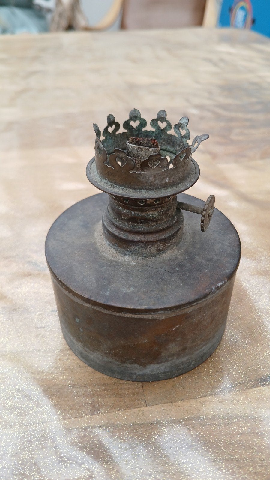 Antieke olielamp brander en reservoir, Antiek en Kunst, Ophalen of Verzenden