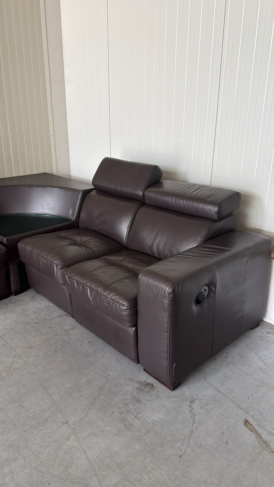 Luxe Hoekbank Leder Bruin modulair + relax functie, Gebruikt, -, -, Ophalen of Verzenden