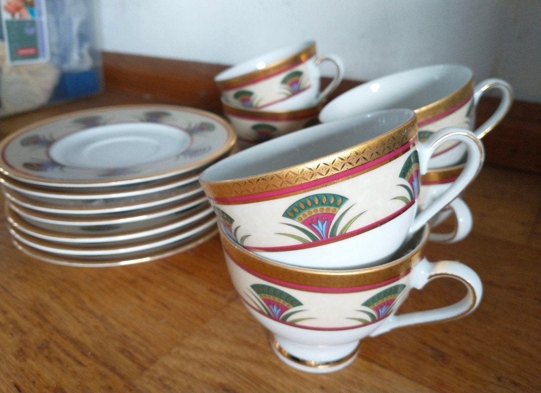 Vintage 6-delig porseleinen servies, Ophalen of Verzenden