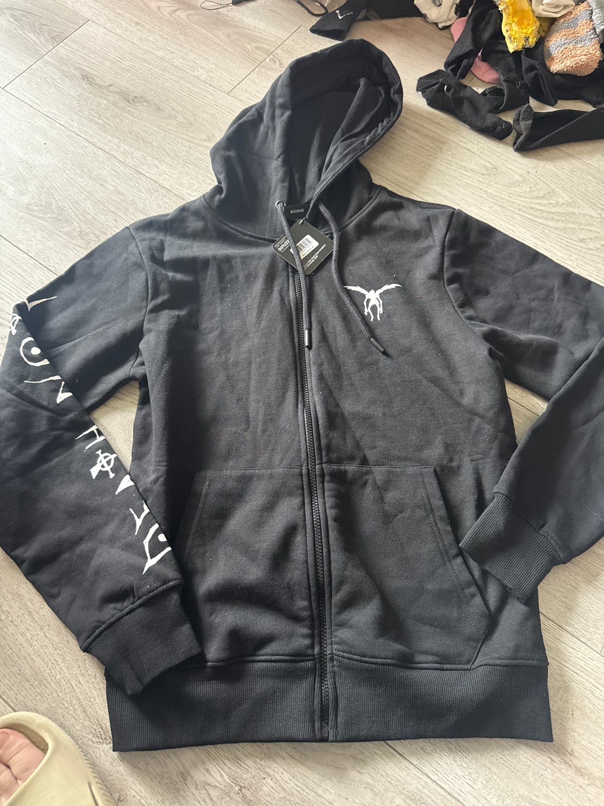 Zwarte hoodie met Death Note Ryuk print - Nieuw maat xs, Verzenden, Nieuw, Maat 46 (S) of kleiner, Zwart