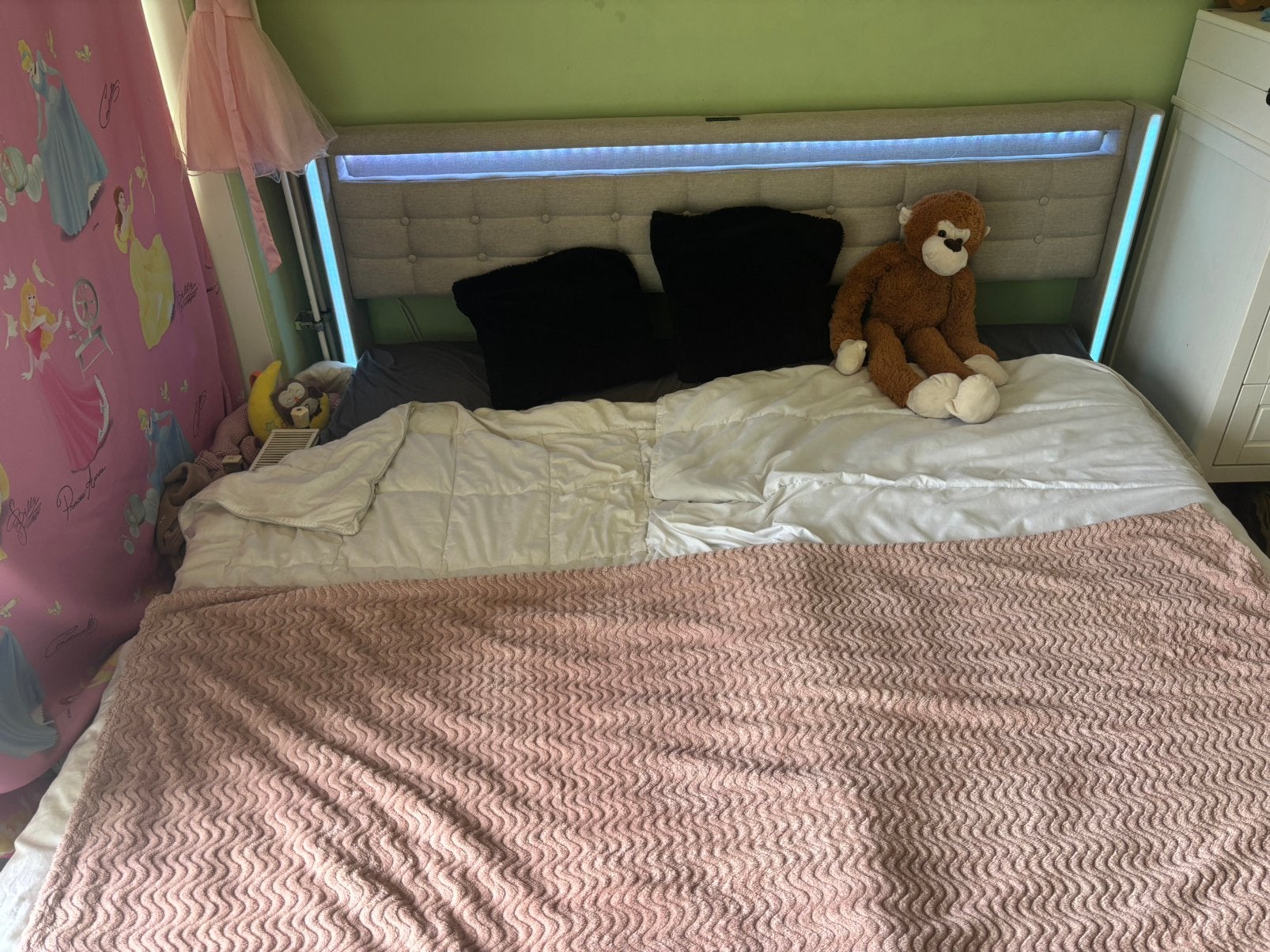 bed 180x200 cm met LED en USB tweepersoonsbed met 4 laden, Huis en Inrichting, Tweepersoons, Ophalen of Verzenden, Zo goed als nieuw