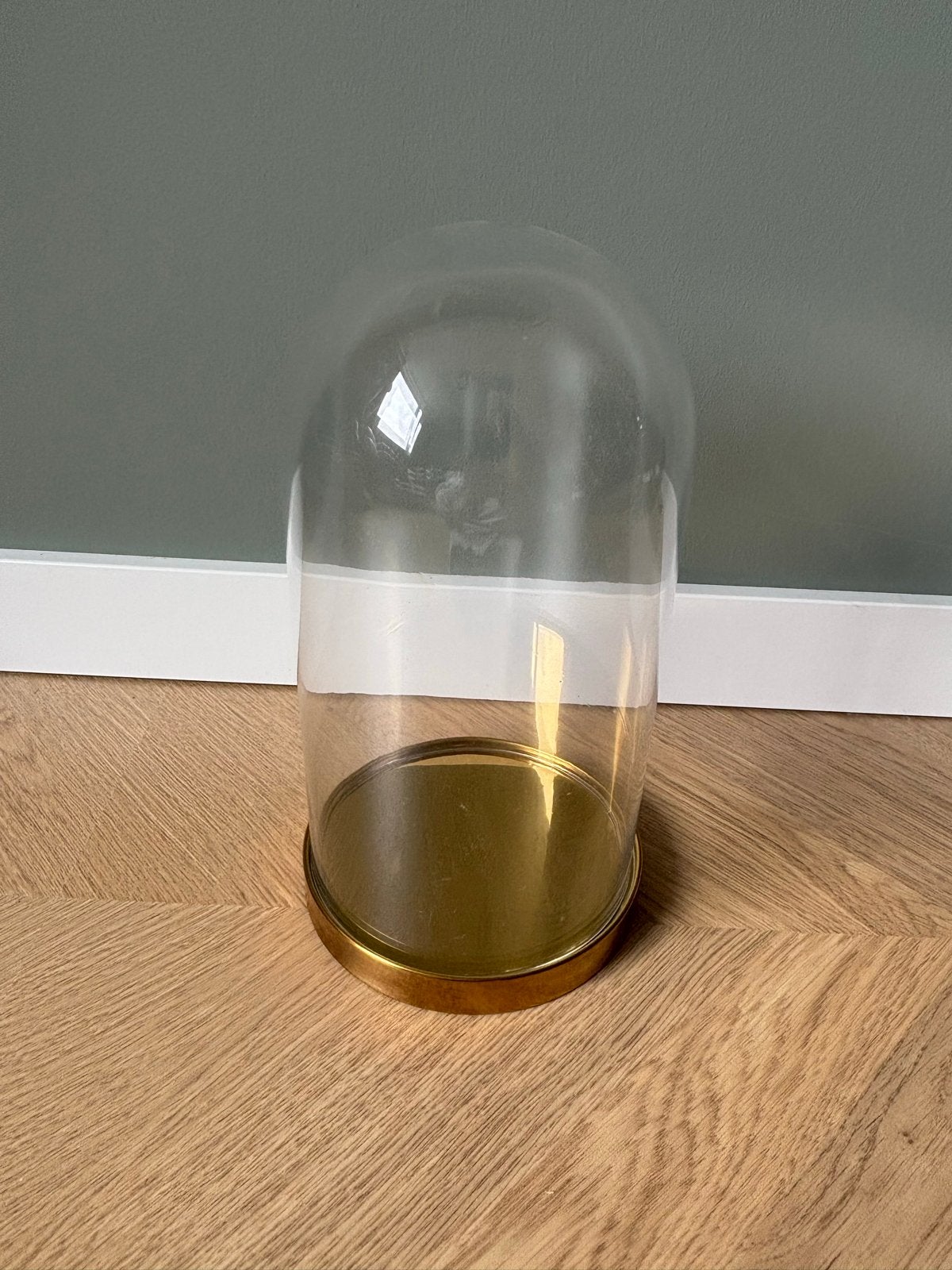 Glazen stolp met gouden voet, Ophalen, Zo goed als nieuw, Glas, Goud