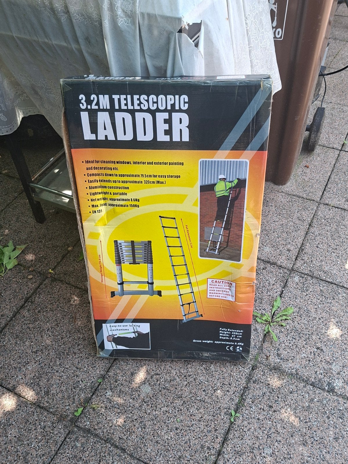 Nieuwe 3.2M Telescopische Ladder - Aluminium, Opvouwbaar, Doe-het-zelf en Verbouw, Ladders en Trappen, Nieuw, Ophalen of Verzenden
