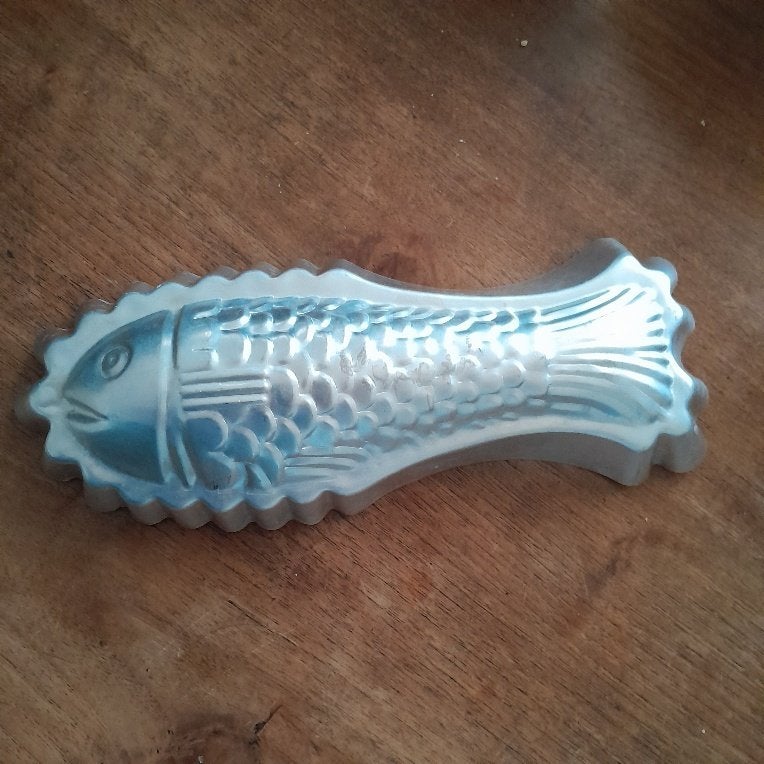 (Pudding)vorm metaal in de vorm van een vis, Overige typen, Ophalen of Verzenden, Zo goed als nieuw, Metaal