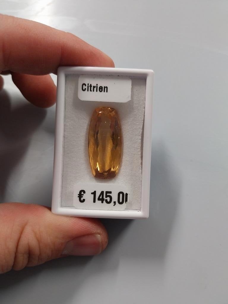 Langwerpige geslepen citrien, Ophalen of Verzenden