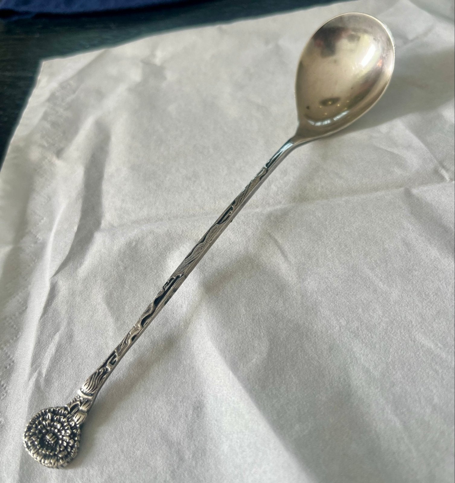 Vintage Sauslepel/ confituren lepel bloem  verzilverd, Verzenden
