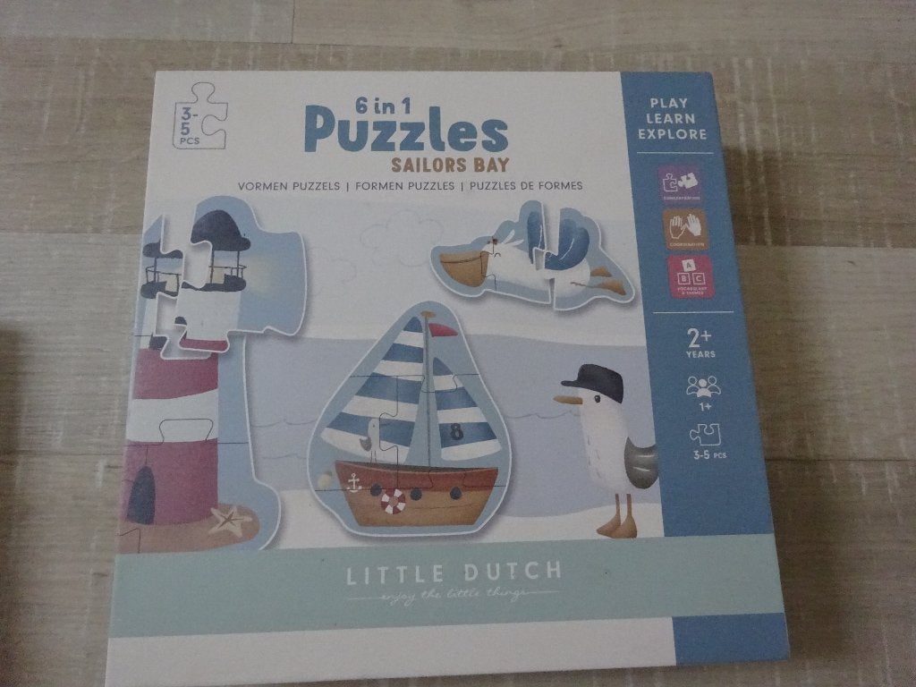 LITTLE DUTCH 6 IN 1 PUZZELS - SAILORS BAY, Ophalen of Verzenden, 10 tot 50 stukjes, Gebruikt