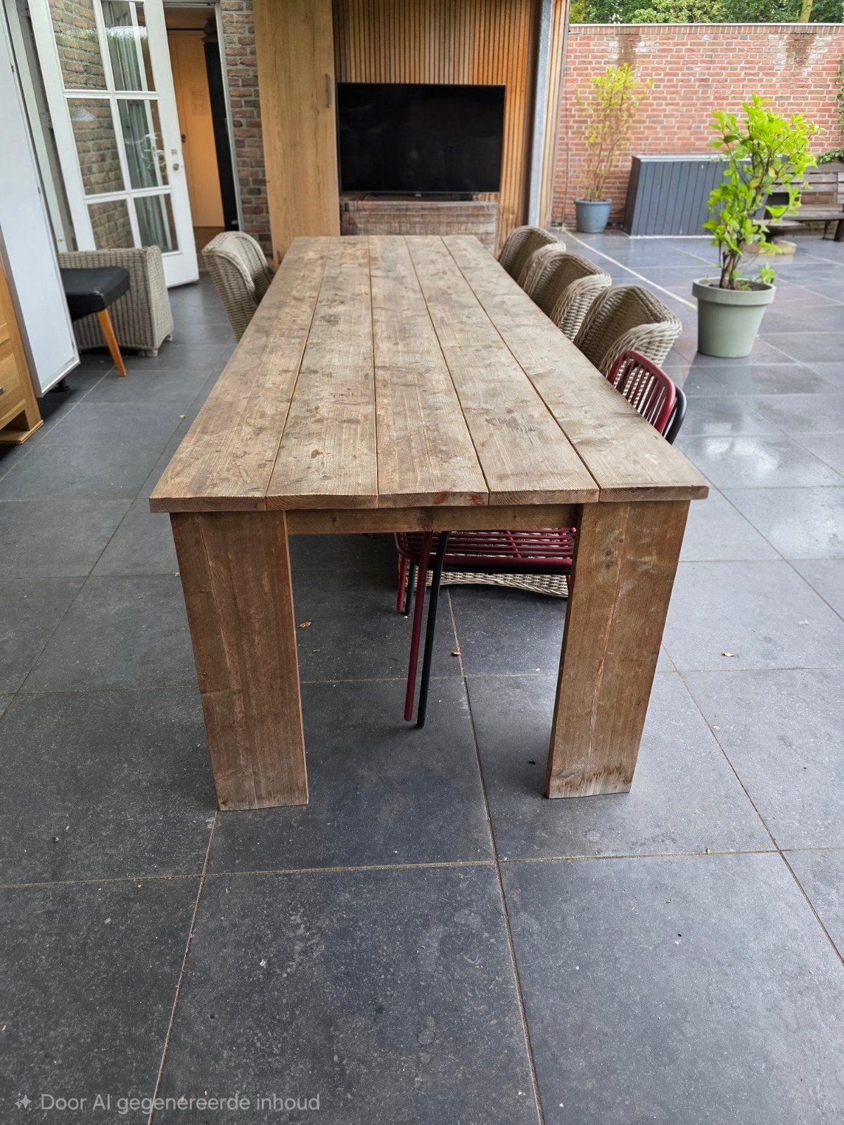 Steigerhouten Tuintafel - 3.00m x 1.98m, Ophalen, Rechthoekig, Hout