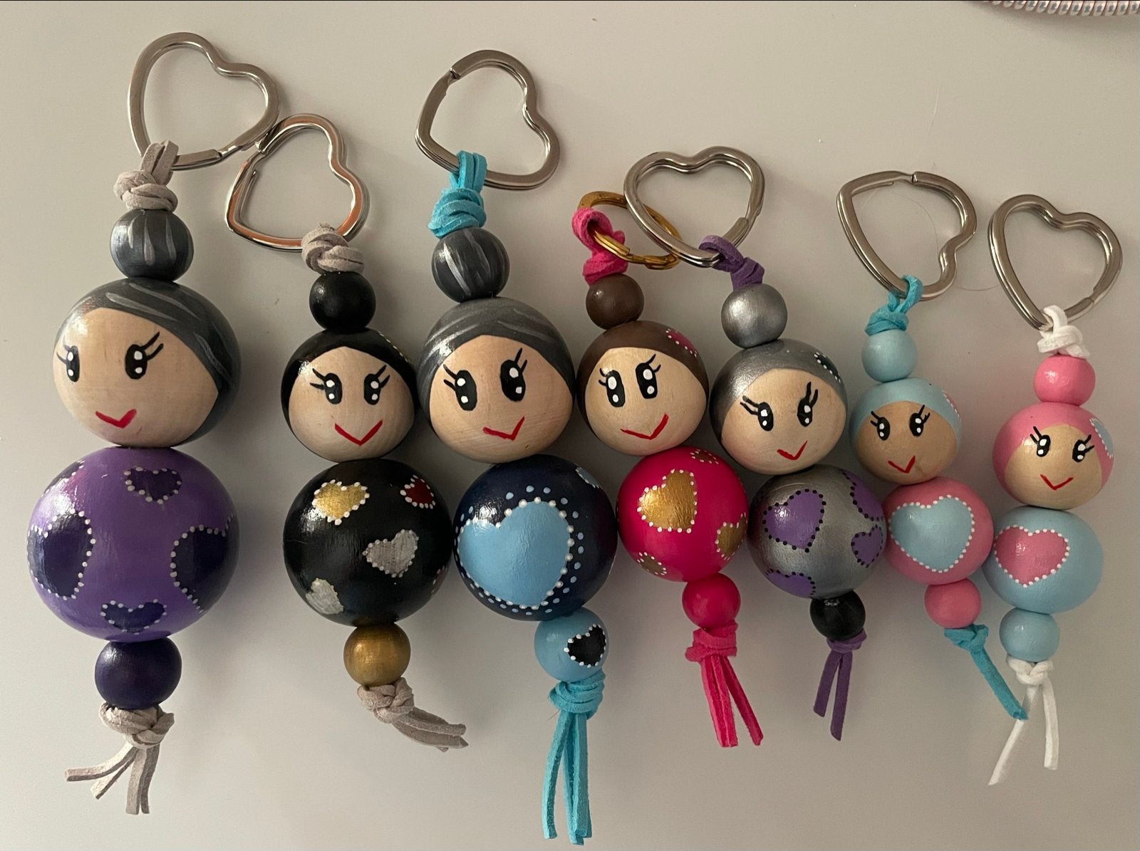 Handgemaakte Gelukspoppetjes Sleutelhangers met Hartjes, Verzamelen, Sleutelhangers, Ophalen of Verzenden, Nieuw, Overige typen