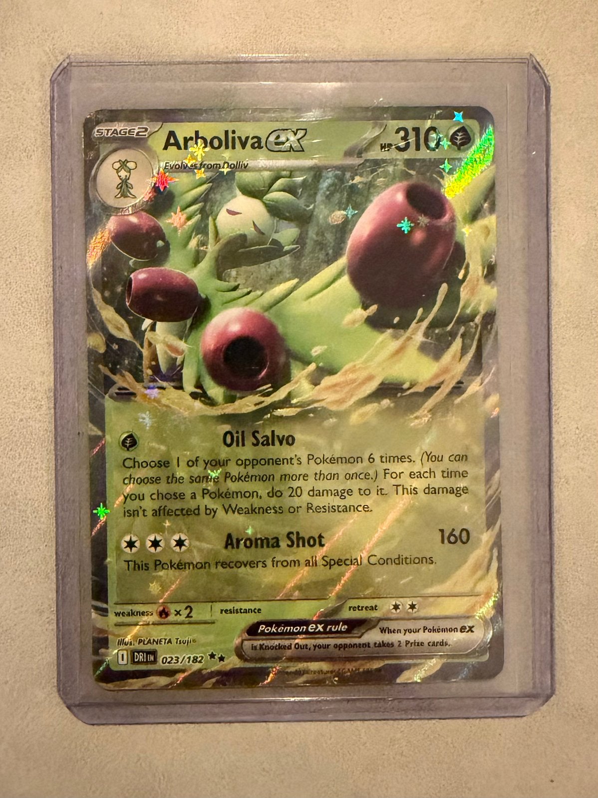 Arboliva EX DRI 023/182 pokemon kaart, Ophalen of Verzenden, Nieuw, Losse kaart, Foil