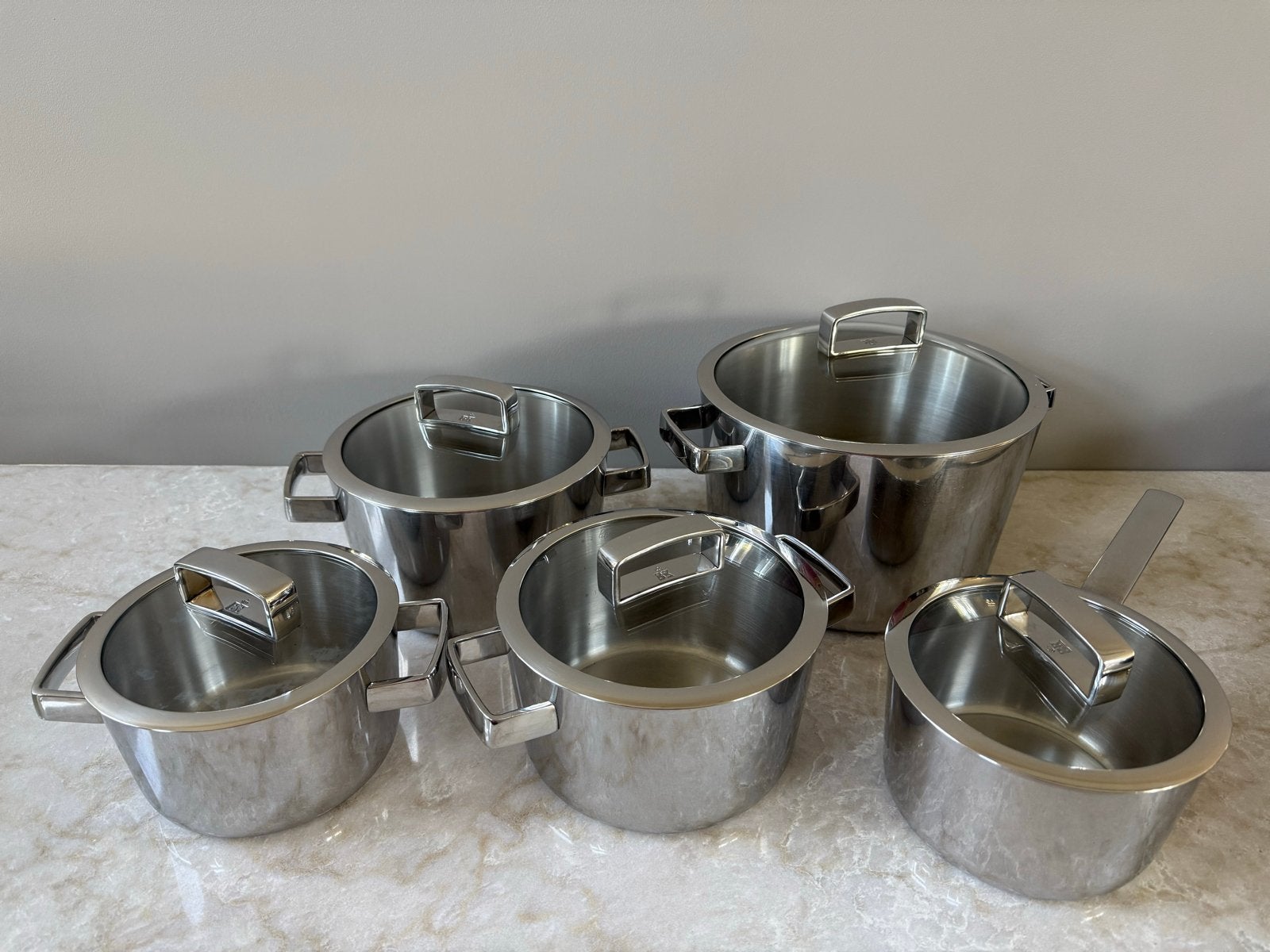 BK Conical Deluxe 5-delige pannenset RVS, Huis en Inrichting, Keuken | Potten en Pannen, Gebruikt, BK, Pannenset, Ophalen of Verzenden