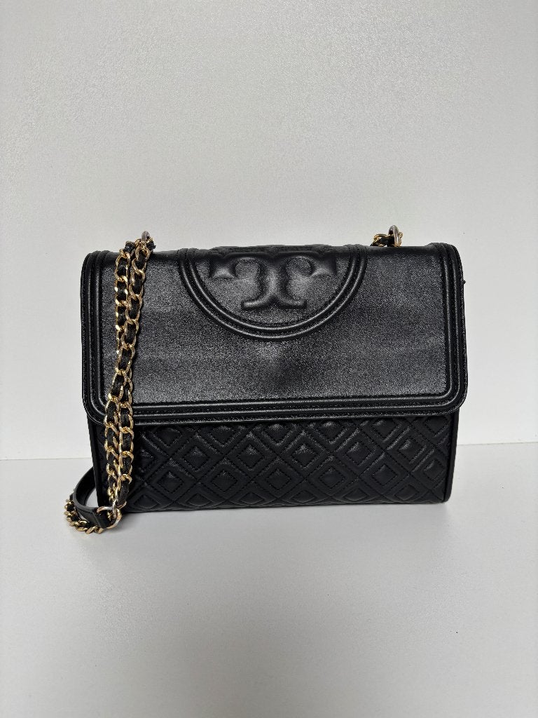 TORY BURCH Fleming zwart leer crossbody bag tas, Ophalen of Verzenden, Zo goed als nieuw, Zwart, Schoudertasje