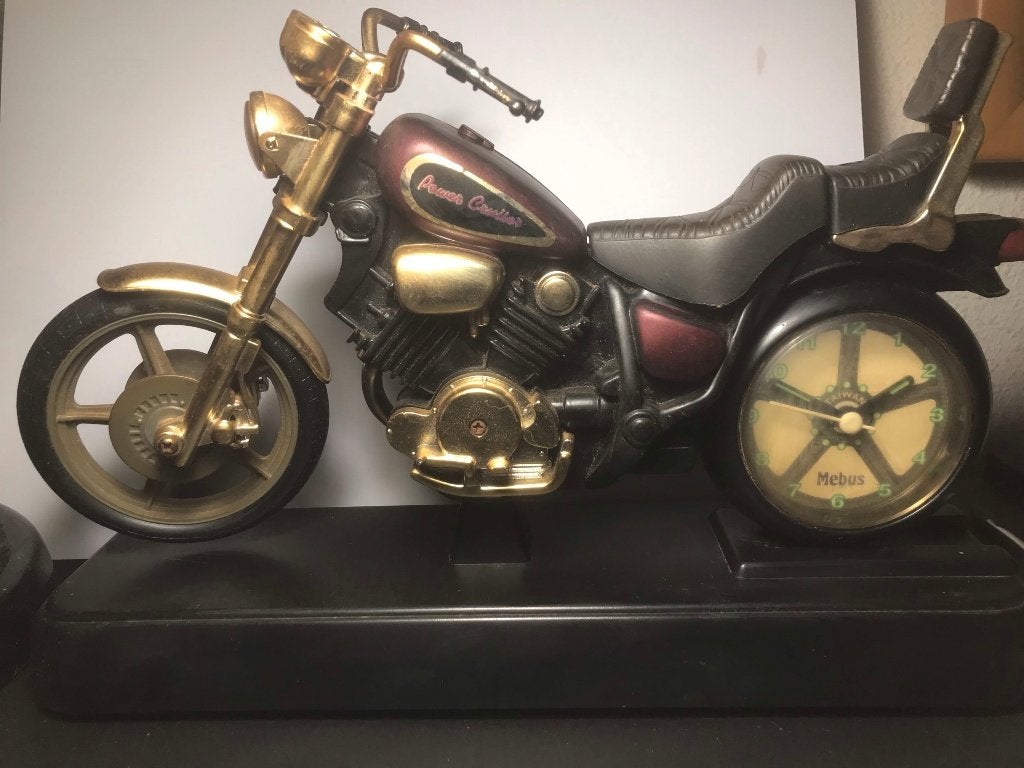 Vintage Mebus motor wekker Power Cruiser met motorgeluid, Ophalen, Goud, Gebruikt, Vintage