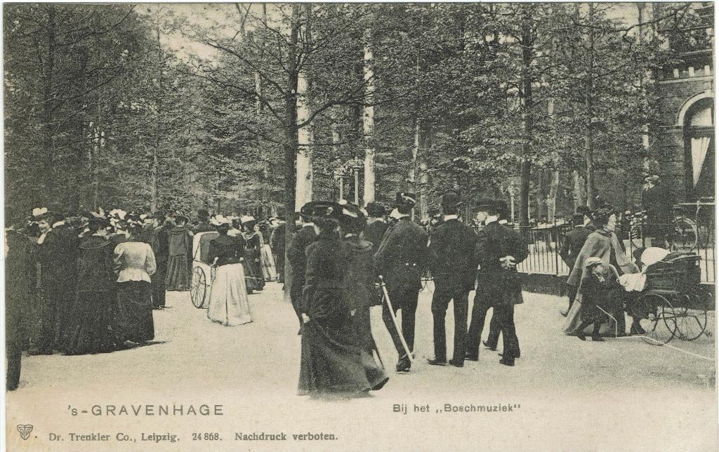 Den Haag – Bij het “Boschmuziek”., Ophalen of Verzenden, Voor 1920, Ongelopen, Zuid-Holland