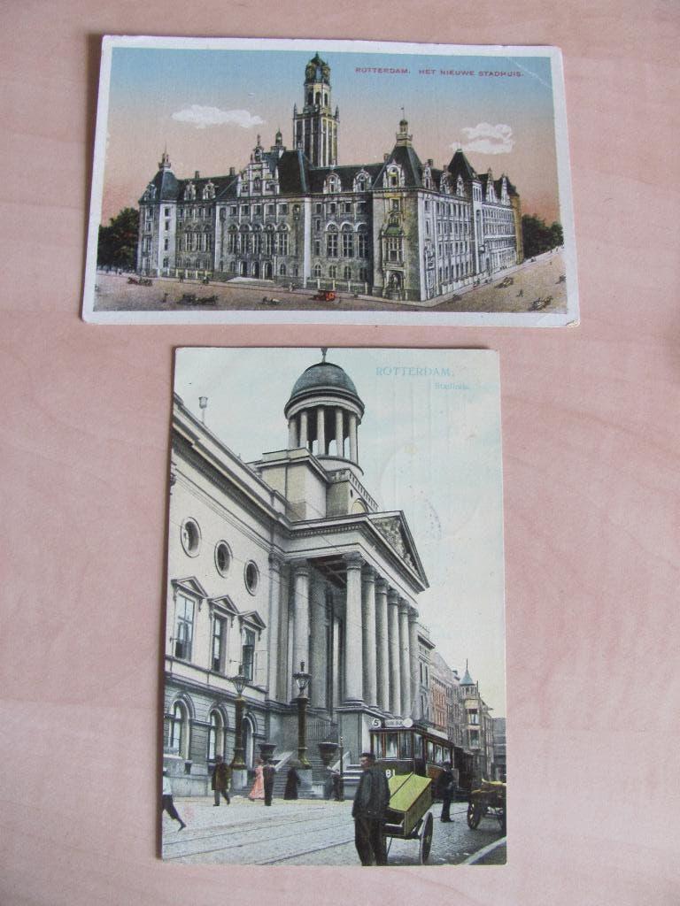Rotterdam 1911 Stadhuis (2x), Ophalen of Verzenden, Voor 1920, Gelopen, Zuid-Holland