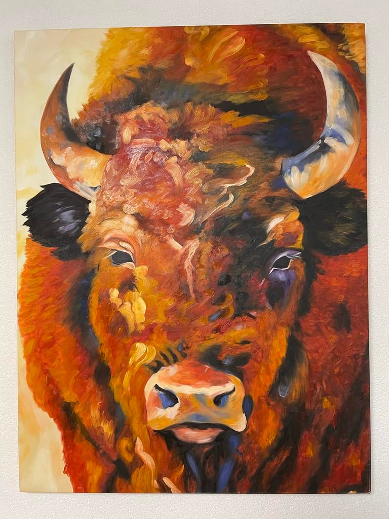 Schilderij 'Big Bull' - Indrukwekkend kunstwerk 83x110 cm, Ophalen