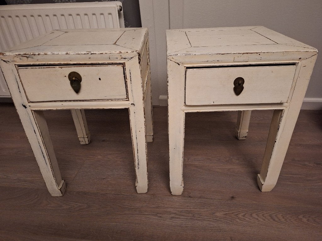 Set van 2 antieke Chinese nachtkastjes, Huis en Inrichting, Ophalen, Gebruikt, 55 tot 70 cm, 45 tot 65 cm