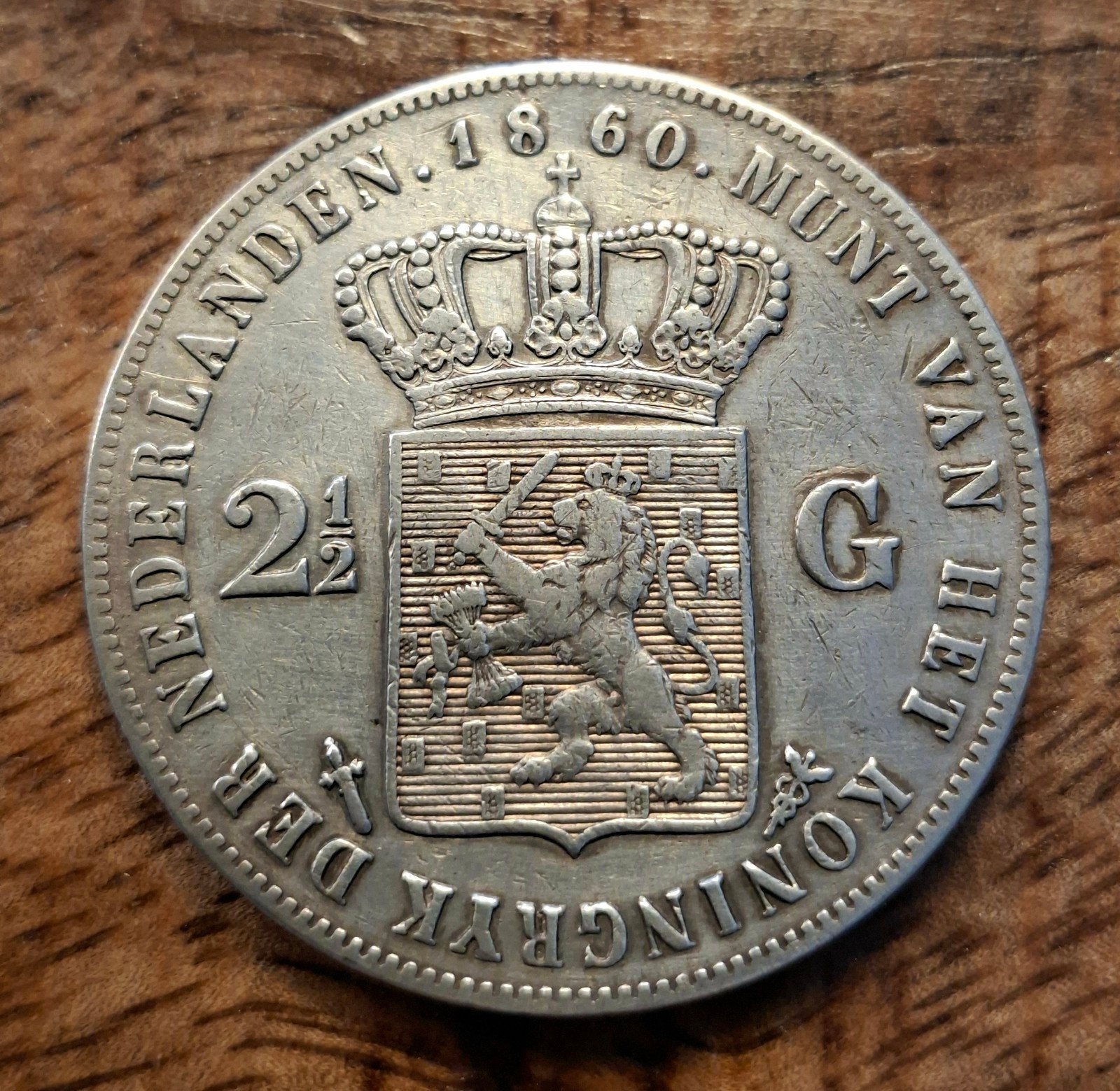 Rijksdaalder 1860 willem 3, Ophalen of Verzenden, Koning Willem III, 2½ gulden