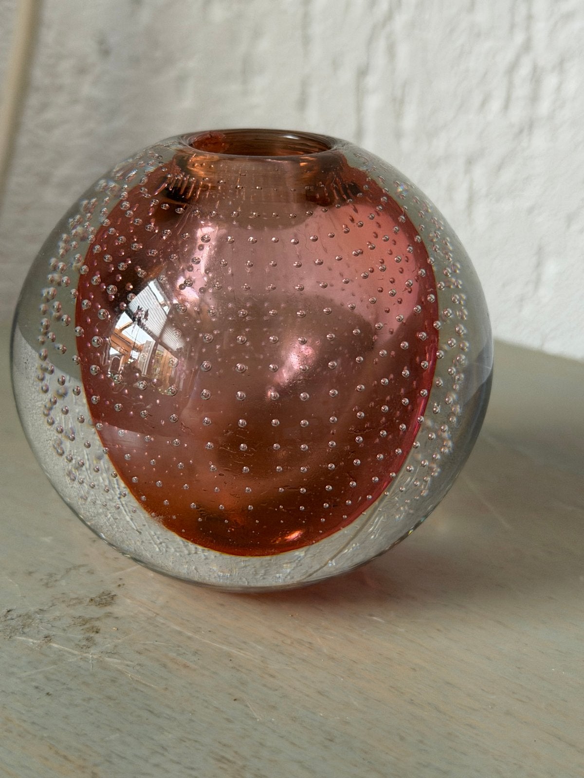 Roze spijkerbol / spijker vaas Copier Leerdam 7 cm, Verzenden