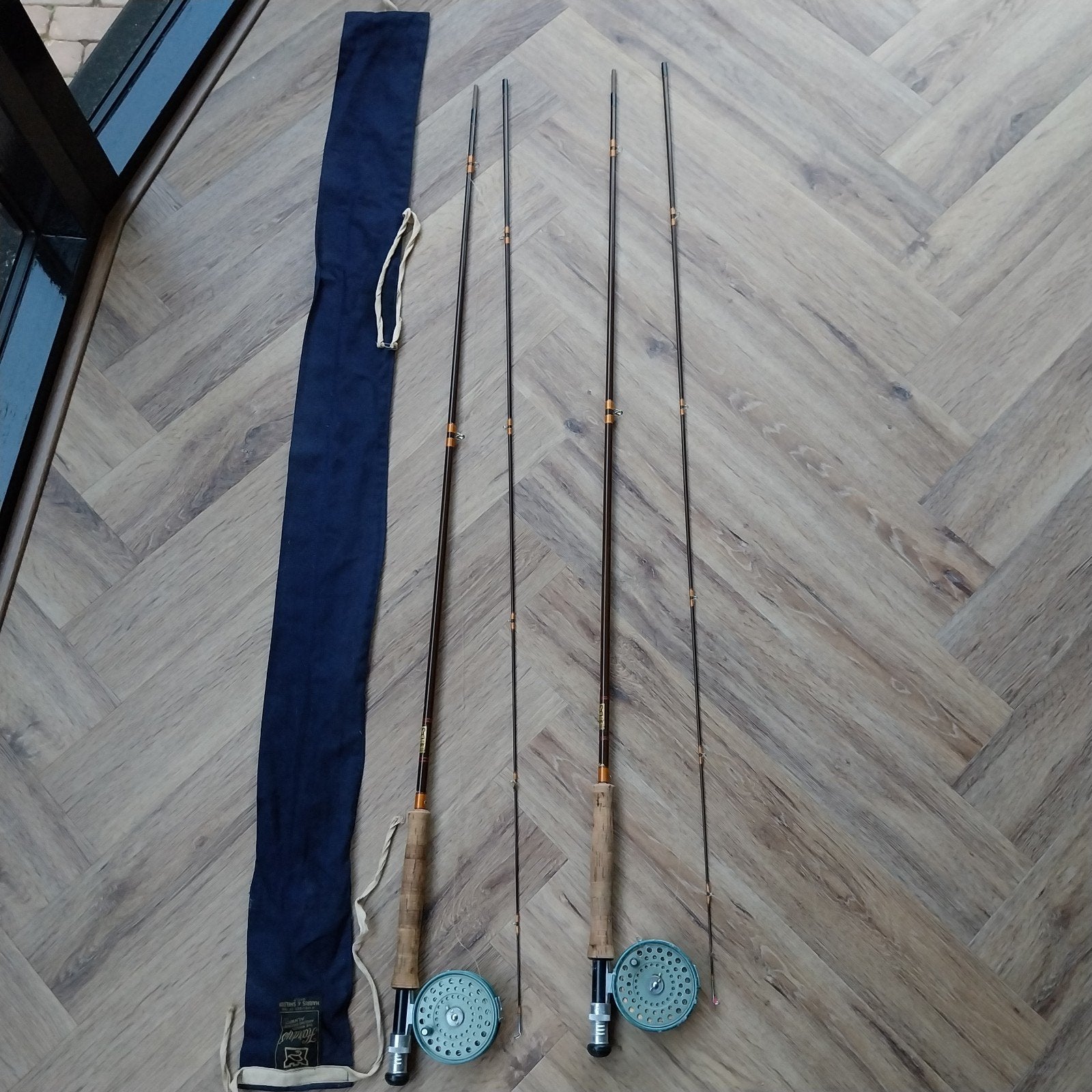 Te Koop: Vliegvishengels Hardy 245 lang, Watersport en Boten, Ophalen, Gebruikt, Complete set