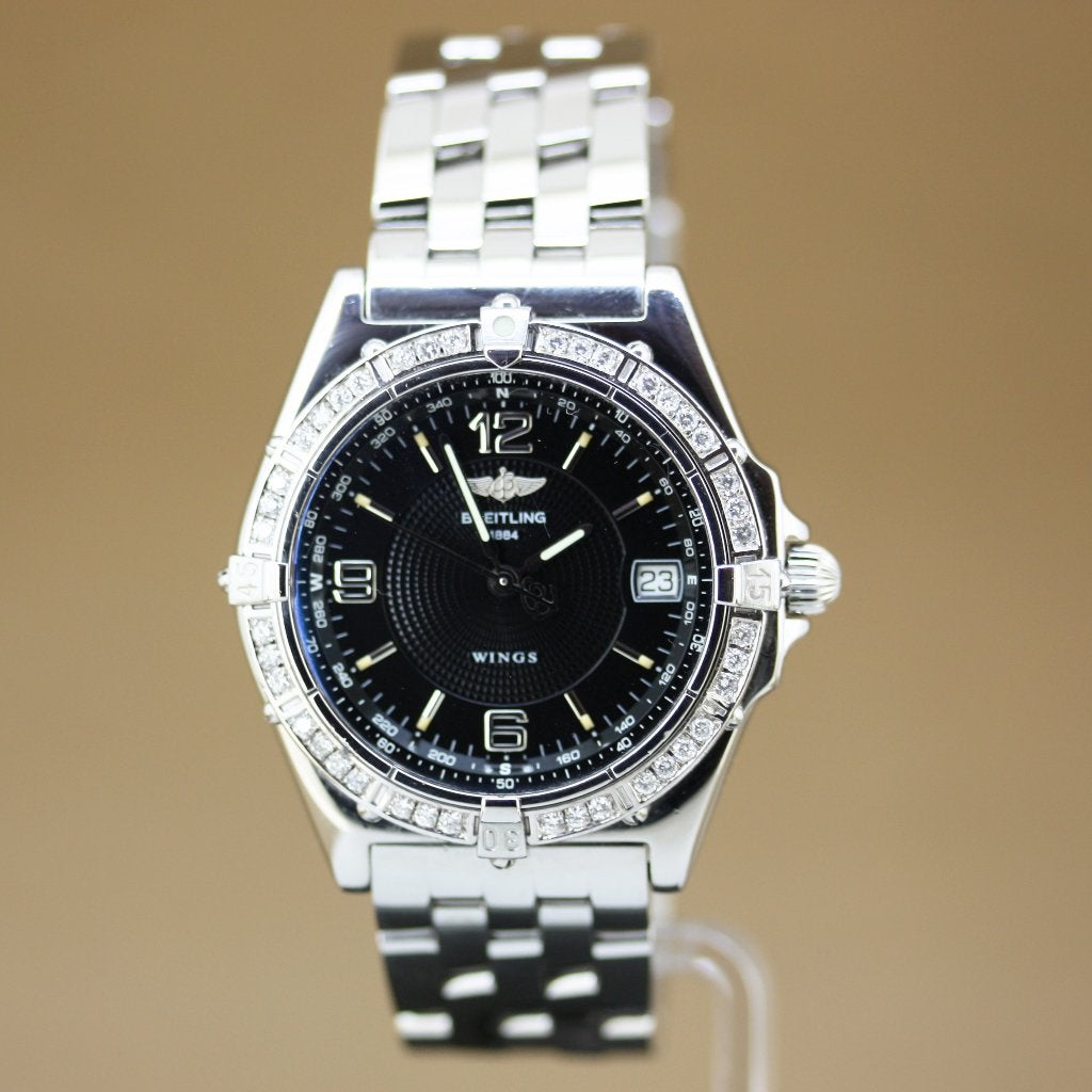 Breitling Wings 38 A10050 Diamonds, Staal, Gebruikt, Staal, Breitling