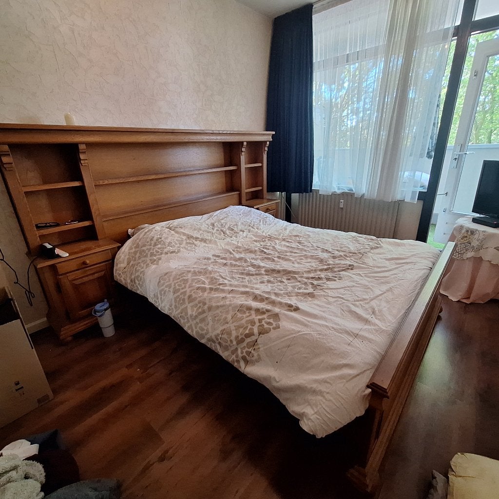 oud eiken houten bed, Ophalen, Gebruikt, Bruin, Tweepersoons