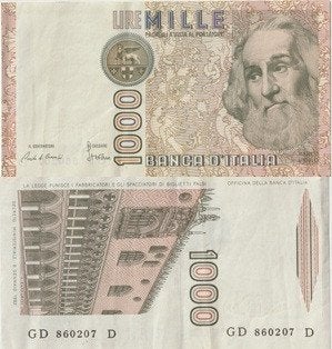 ITALIE 1985 1000 lira #109a VF, Postzegels en Munten, Verzenden, Italië, Los biljet