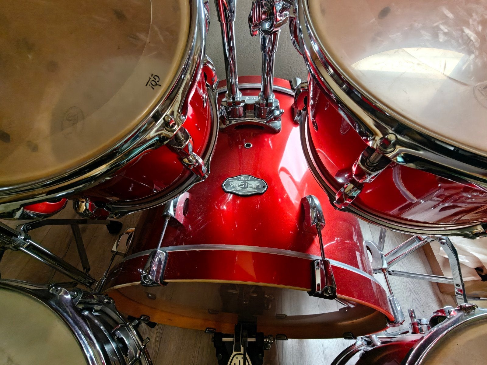 Pearl Vision Drumstel z.g.a.n. - Compleet met bekkens en kru, Ophalen, Zo goed als nieuw, Pearl
