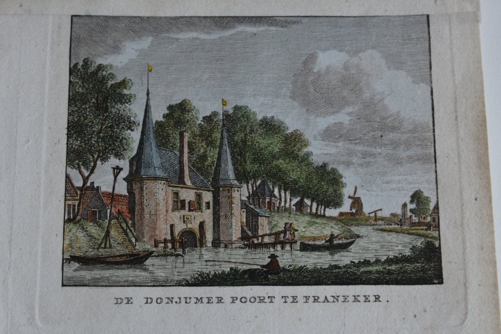 FRANEKER DONJUMER POORT FRIESLAND Kopergravure Bulthuis GW3, Antiek en Kunst, Verzenden, Stadsgezicht, Handgekleurd, Gravure