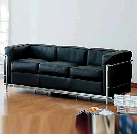 Cassina LC2 3 zits design bank Le Corbusier, Ophalen of Verzenden, 75 tot 100 cm, Leer