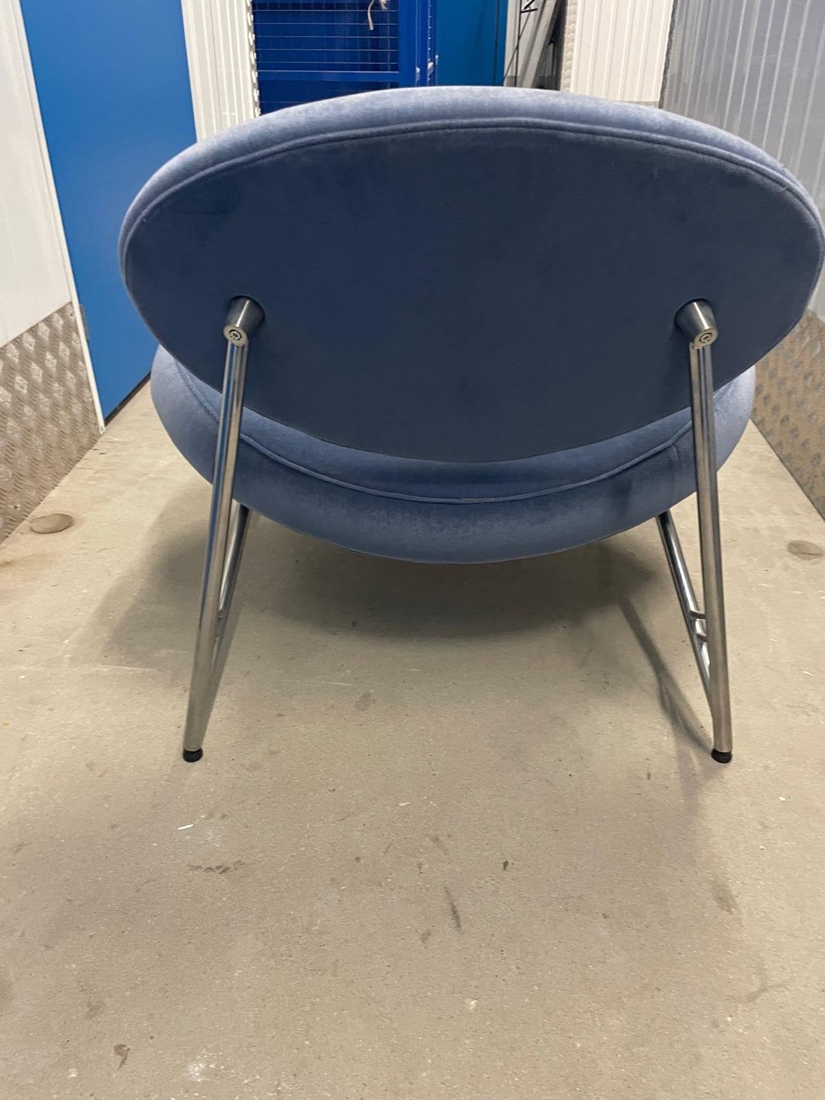 Harvink Tipi fauteuil - Blauw velours, Ophalen of Verzenden, Zo goed als nieuw, Metaal, 75 tot 100 cm