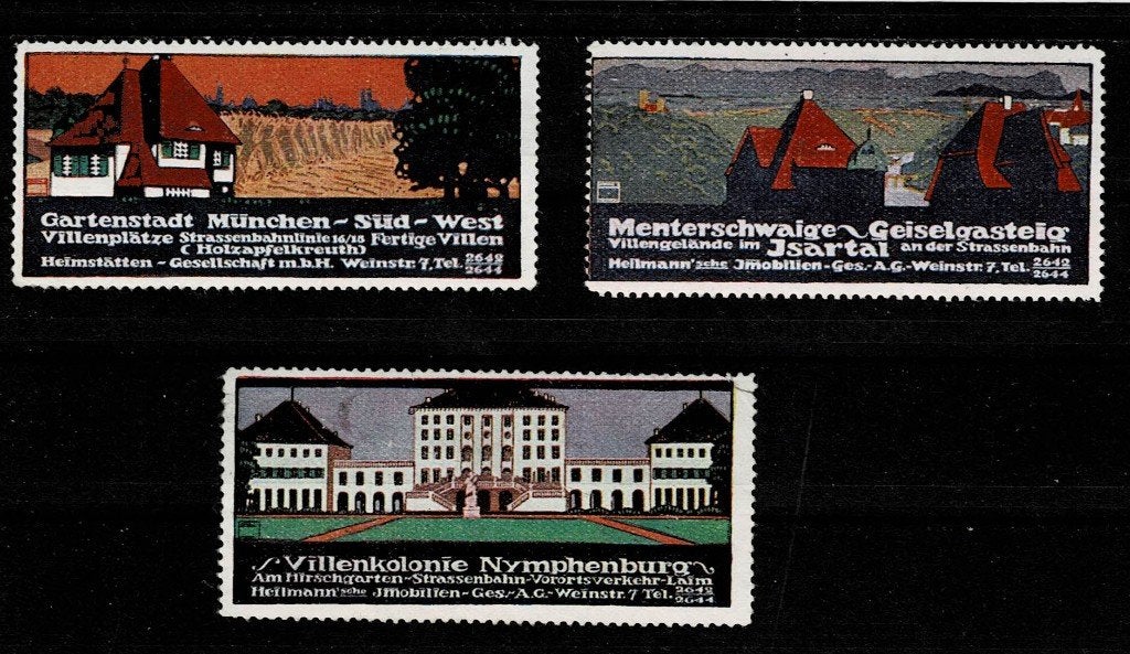 3 sluitzegels Duitsland VILLENPLÄTZE, Ophalen of Verzenden, Overige thema's