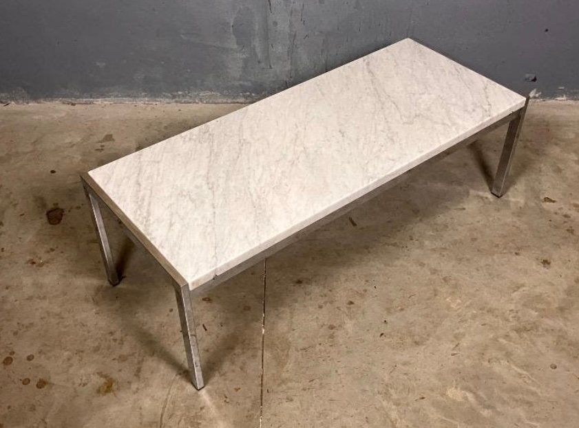 SuperSale: Marmer Salontafel Chroom  Kjearholm Hansen stijl, Gebruikt, 50 tot 100 cm, Rond, 50 tot 100 cm