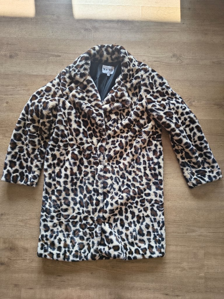 NA-KD Leopard faux fur jacket maat S, Kleding | Dames, Jassen | Winter, NA-KD, Meerkleurig, Ophalen of Verzenden, Zo goed als nieuw