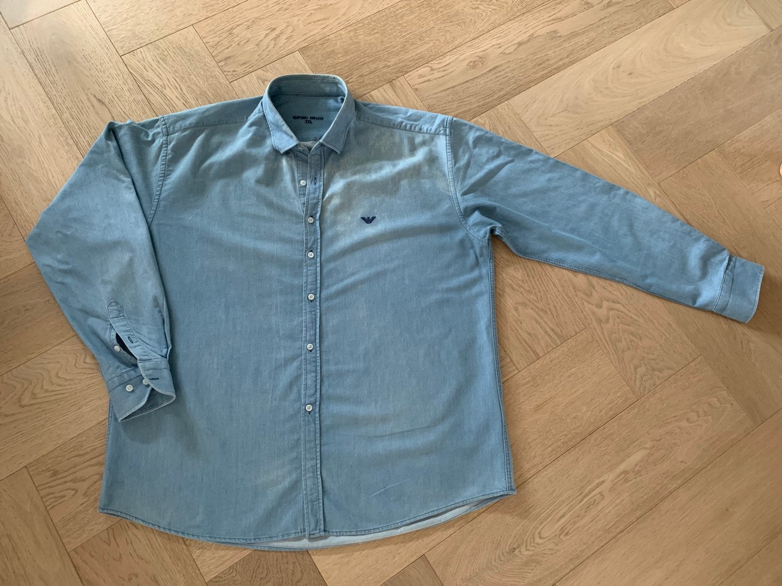 Tijdloze Armani Jeans overhemd. Maat 3XL, Ophalen of Verzenden, Zo goed als nieuw, Blauw, Overige halswijdtes