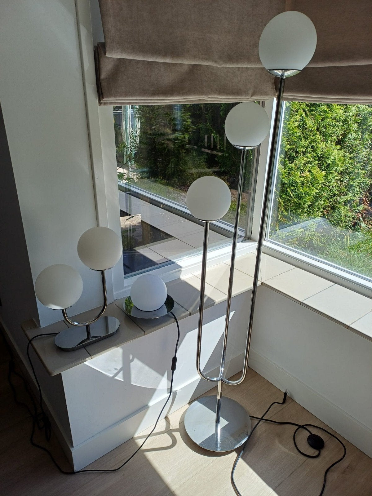 3x IKEA SIMRISHAMN lampen chroom/zilver met opaalwit glas, Ophalen, 100 tot 150 cm, Zo goed als nieuw, Glas