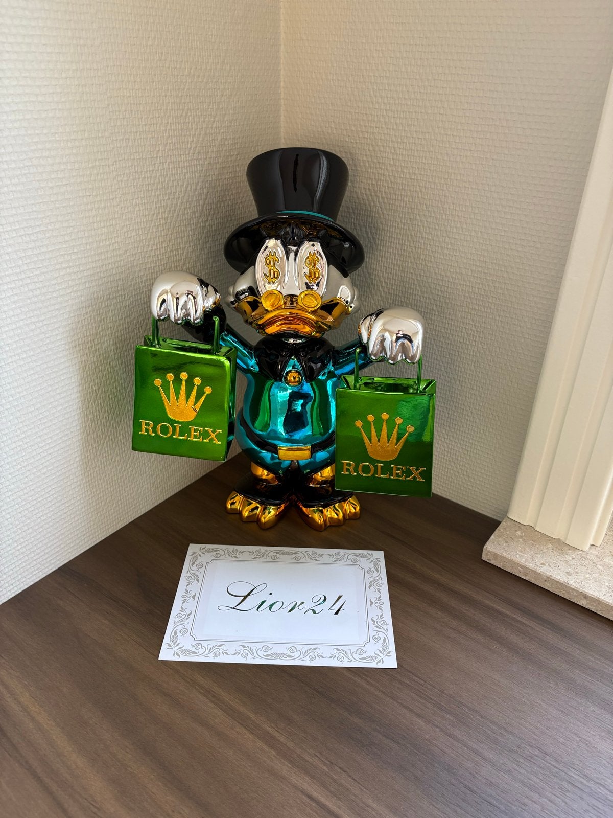 Dagobert Duck sculptuur - Lior24 - 42cm - Resin, Overige onderwerpen, Ophalen of Verzenden, Beeld, Composieten