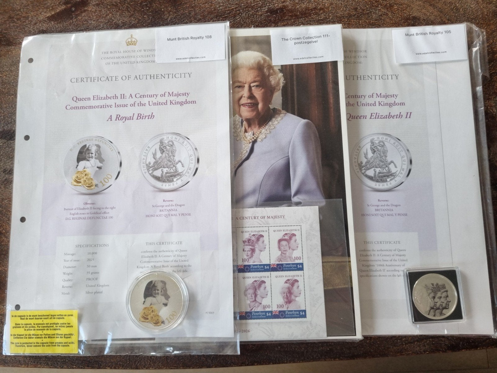 Queen Elizabeth II 100th anniversary munten en postzegels, Ophalen of Verzenden, Zilver