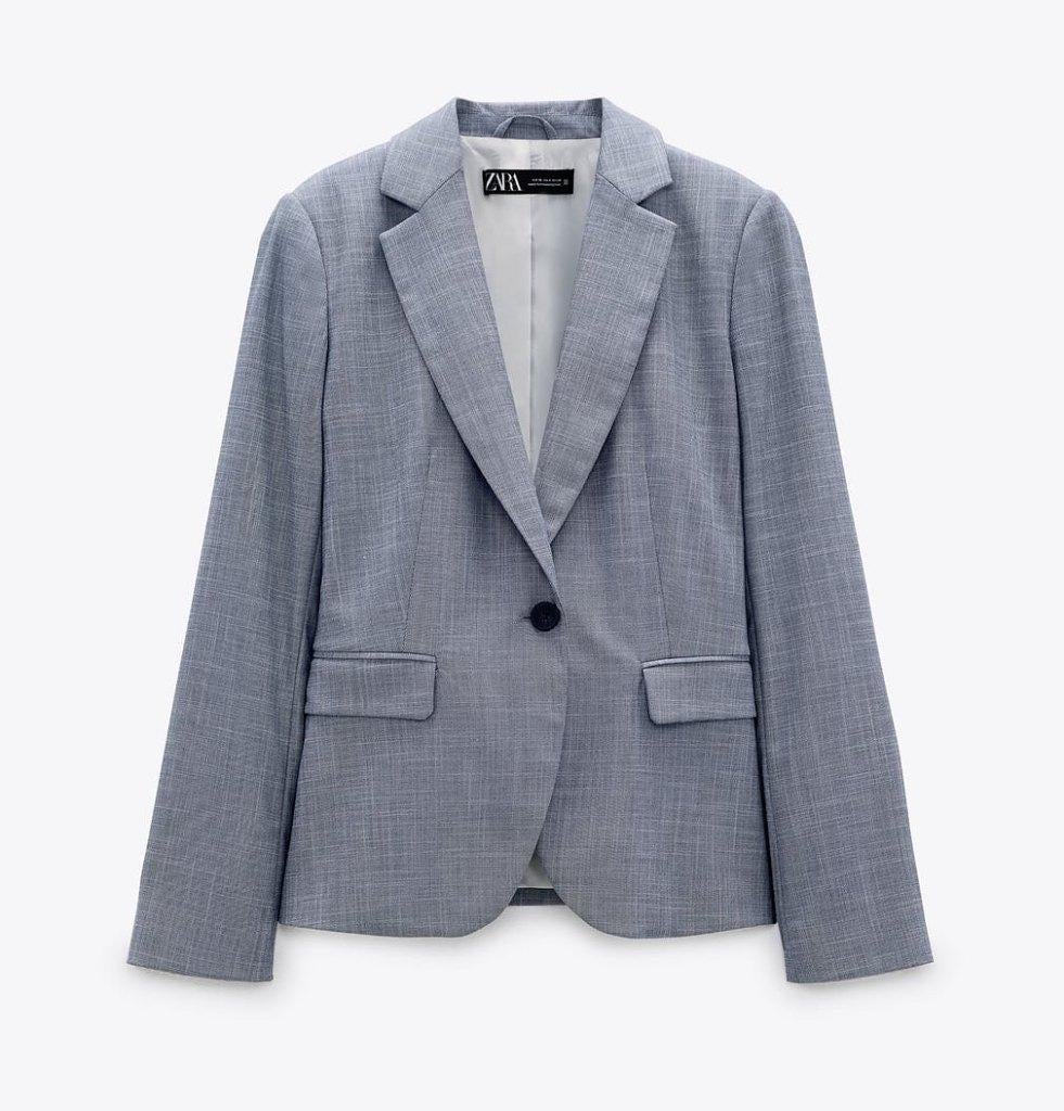 Zara blauwe gemeleerde blazer kostuumblazer maat 40, Maat 38/40 (M), Kostuum of Pak, Blauw, Zara