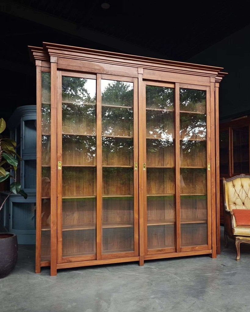 Chique teak Vitrinekast | Servieskast Art deco | #8383