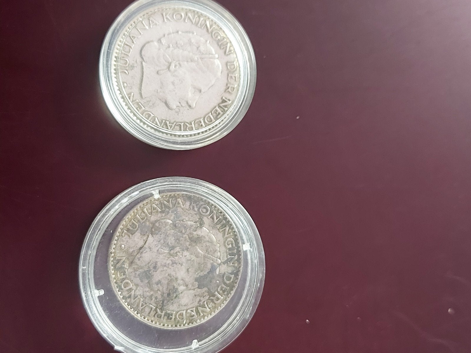 2x 1 Gulden Koningin Juliana 1955 & 1957 Zilver, Postzegels en Munten, Munten | Nederland, 1 gulden, Koningin Juliana, Setje, Zilver