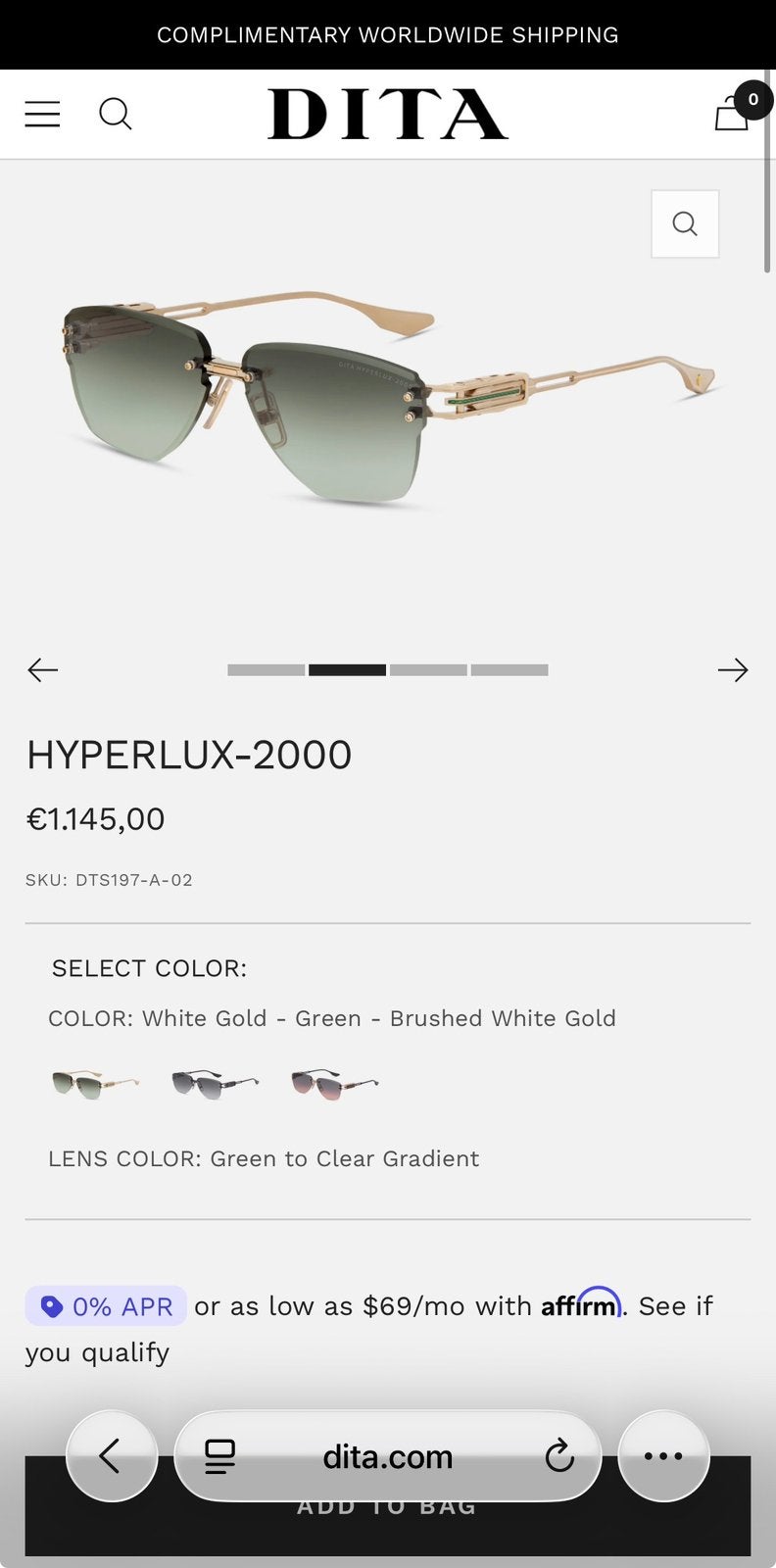 Dita hyperlux-2000 zonnebril, Ophalen of Verzenden, Nieuw, Zwart, Overige merken