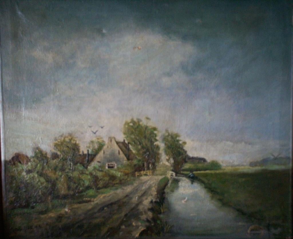 Egnatius Ydema schilderij "Landschap met Sloot", gesigneerd, Ophalen