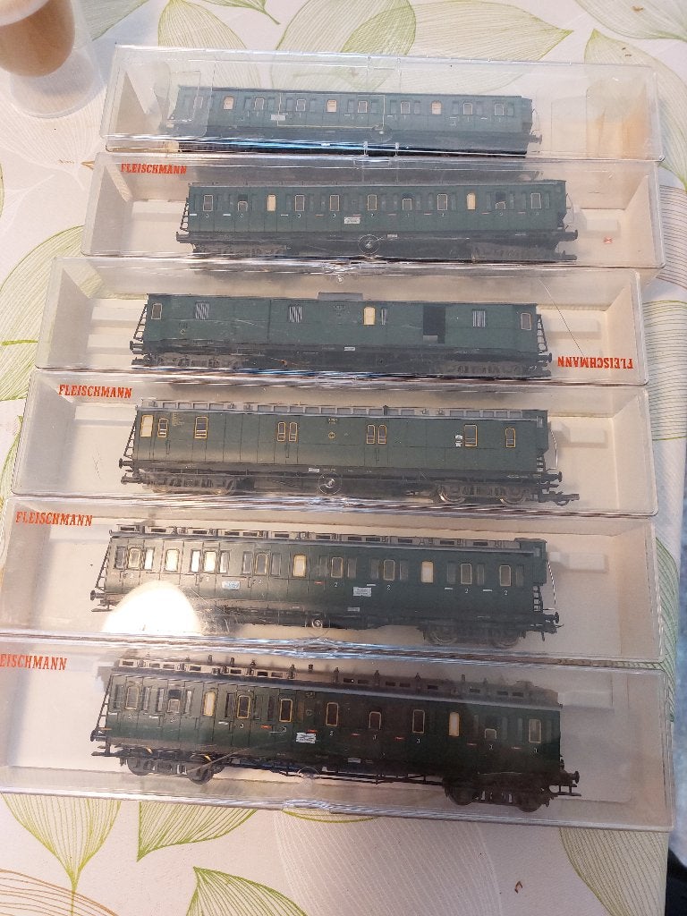 6x fleischmann oldtimers set, Gebruikt, Gelijkstroom, Fleischmann, Wagon