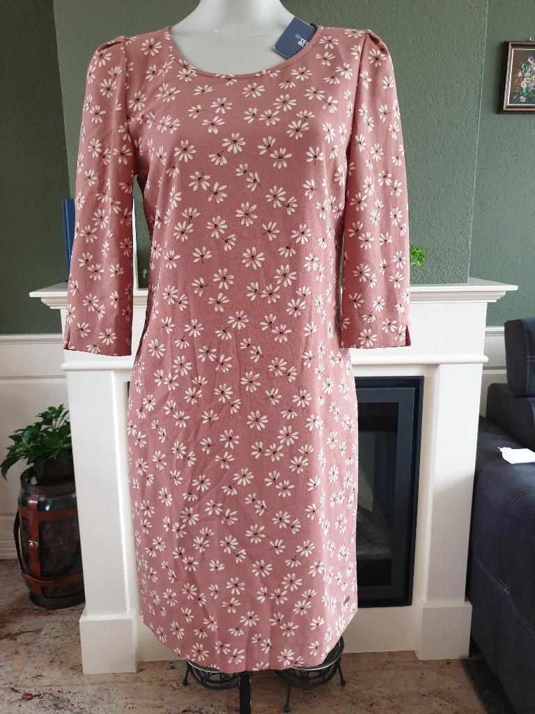 Terre Bleue oud roze bloemen jurkje jurk 36 S, Zo goed als nieuw, Knielengte, Roze, Maat 36 (S)